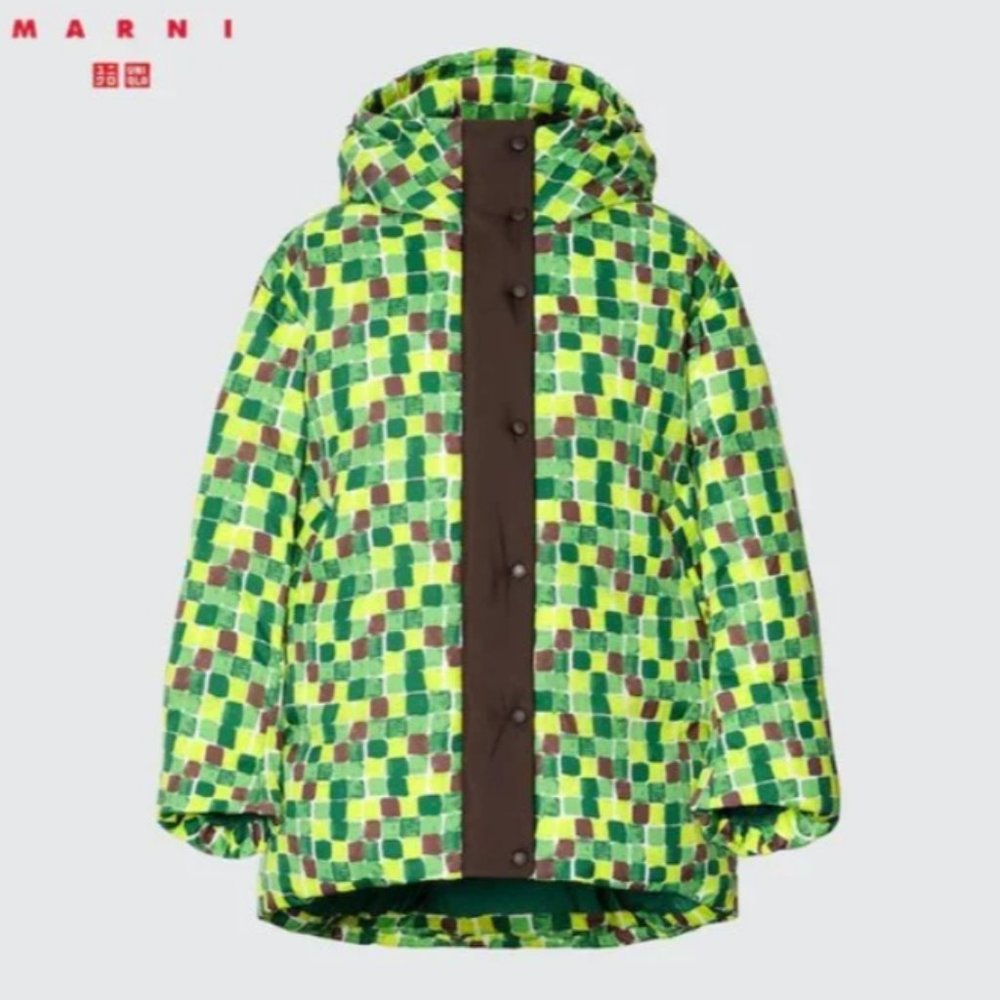 Uniqlo X Marni Down Oversized Hooded Coat/Jacket | Green | Size L